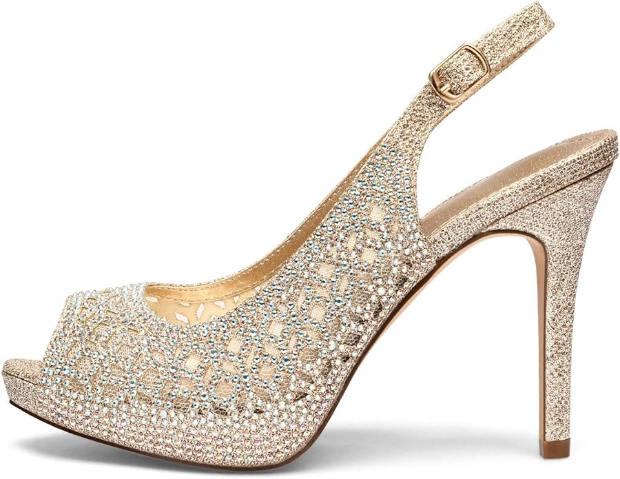 Gift Box Rhinestone Peep Toe Pumps
