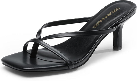 Gift Box Women Flip Flops Kitten Low Heels Open Square Toe Thong Heeled Sandals