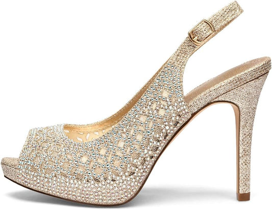 Gift Box Rhinestone Peep Toe Pumps