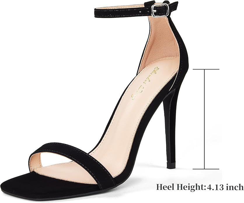 Gift Box Stiletto Heels Square Open Toe Ankle Strap High Heeled Sandals 4 Inch