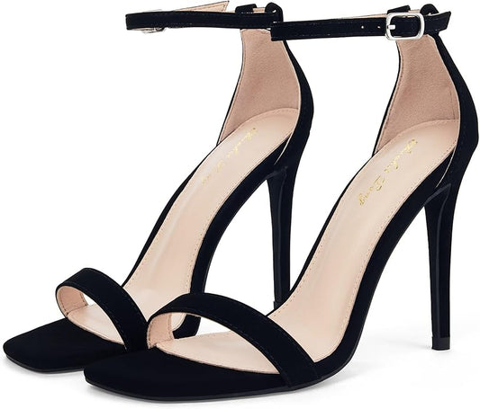 Gift Box Stiletto Heels Square Open Toe Ankle Strap High Heeled Sandals 4 Inch